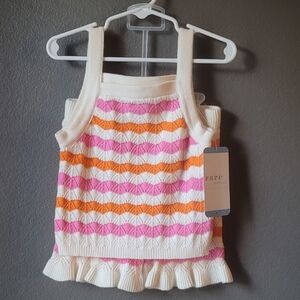 Rare Editions Pink and Orange Striped Camisole for Kids